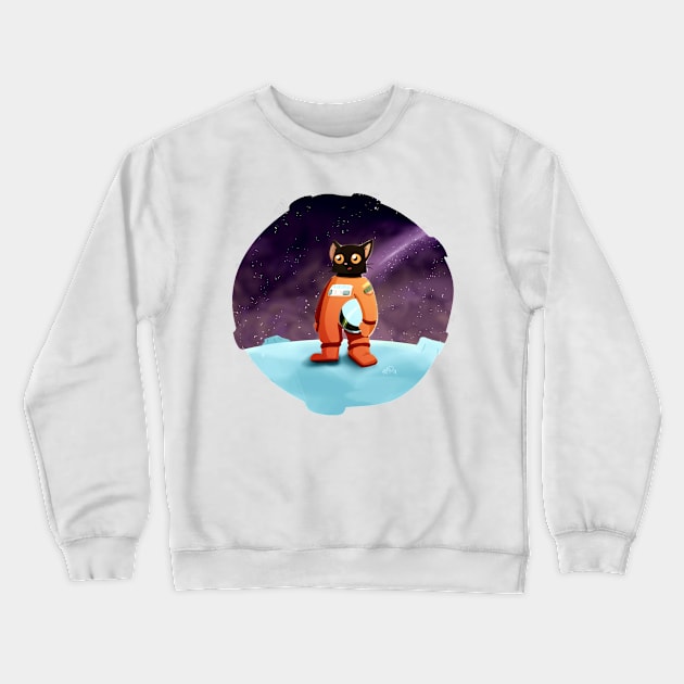 Ground Control to Major Tom Cat Crewneck Sweatshirt by 📼Creepe💀Paper🕶️